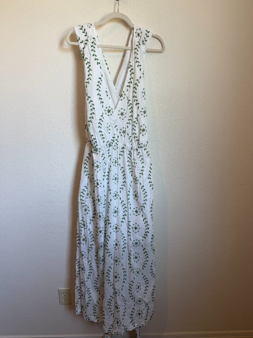 NWT A New Day White Green Embroidered Cotton Maxi Dress XXL Cottagecore - Picture 2 of 7